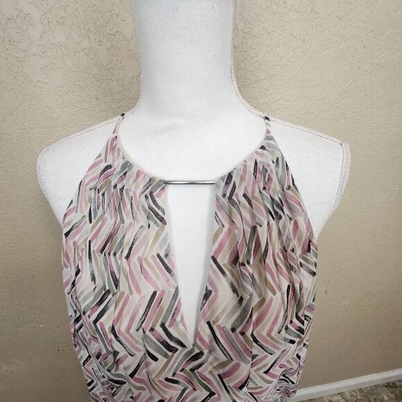 WHBM Purple Gray and Tan Print Chiffon Maxi Dress Size 14 (5084) - Picture 3 of 8